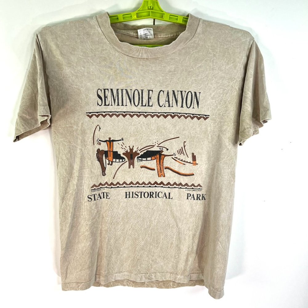 Vintage Seminole Canton Historical Park 1994 Shirt Adult M Tan Distressed